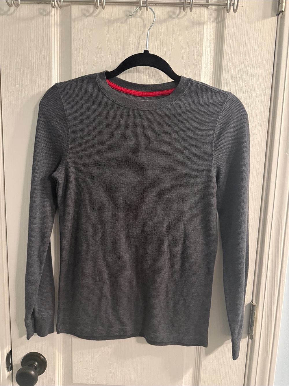 urban pipeline Men's Crewneck Sweater - Charcoal Gray with Red Trim